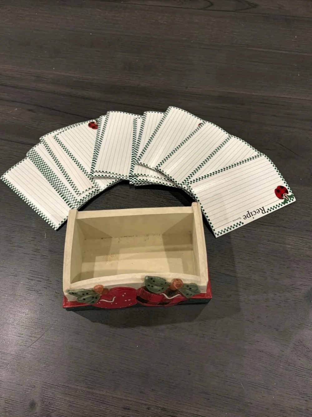 EUC Vintage Applejack Ingleman Designs Porcelain Recipe Card Box W/ Unused Cards